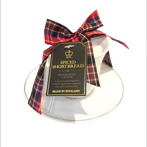 English Teacup & Saucer Candles Set of Three Plaid Brand New With Tags